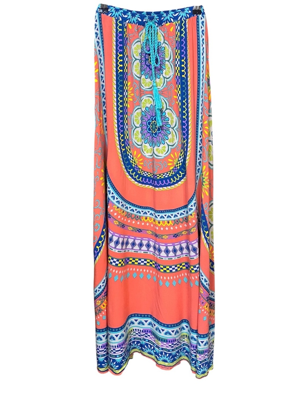 Flying Tomato Vibrant Coral Boho Maxi Skirt